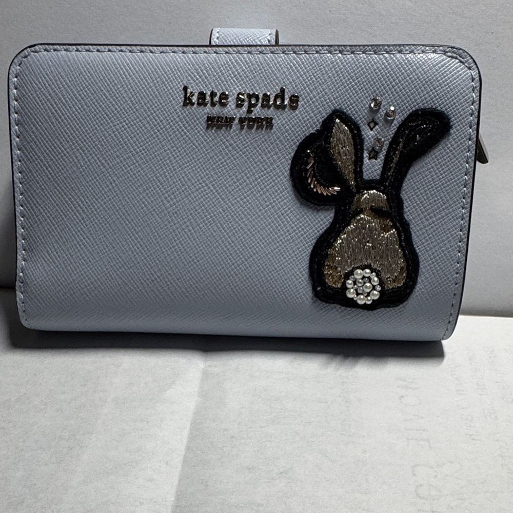Kate Spade Light Gray Wallet with Bunny Design